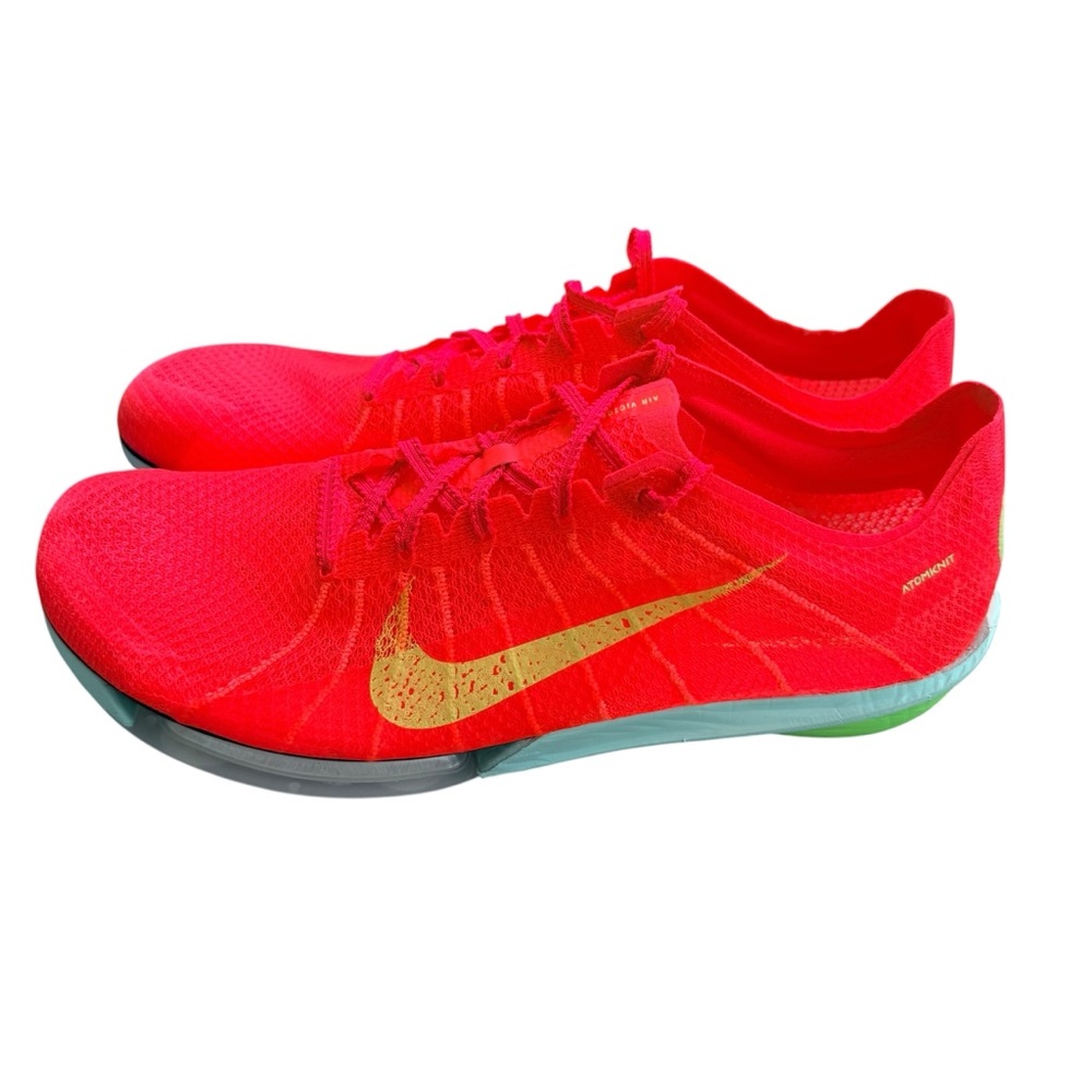 NEW Nike Air Victory 2 Track & Field Spikes 10 Men's Bright Crimson/Lime Blast - Picture 4 of 7